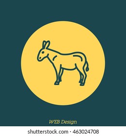 Web line icon. Donkey, livestock