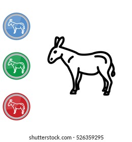 Web line icon. Donkey, livestock