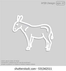 Web line icon. Donkey, livestock