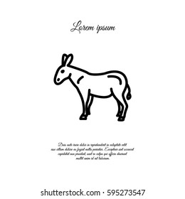Web line icon. Donkey, livestock