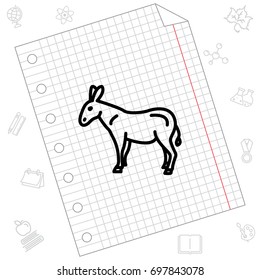 Web line icon. Donkey, livestock