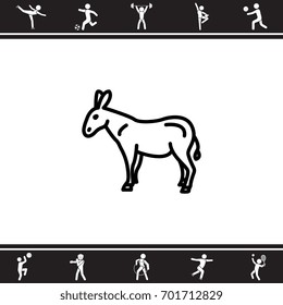 Web line icon. Donkey, livestock