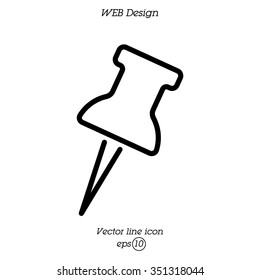 Web line icon. Drawing pin