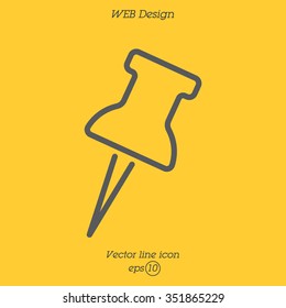 Web line icon. Drawing pin