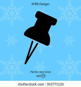 Web line icon. Drawing pin