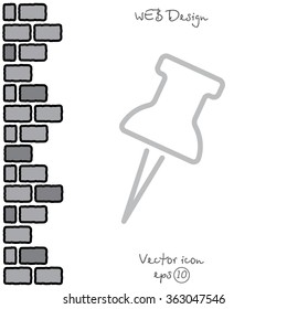 Web line icon. Drawing pin