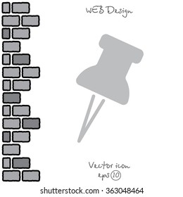 Web line icon. Drawing pin
