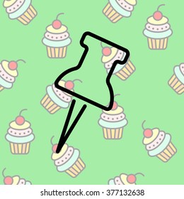Web line icon. Drawing pin