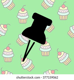 Web line icon. Drawing pin
