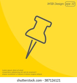 Web line icon. Drawing pin