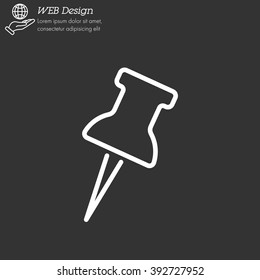 Web line icon. Drawing pin