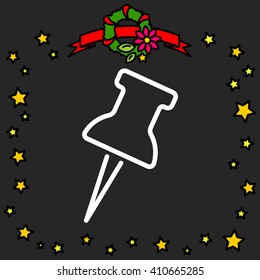 Web line icon. Drawing pin