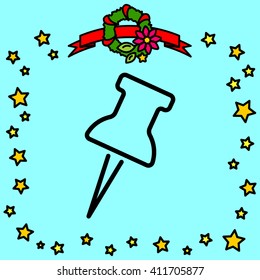 Web line icon. Drawing pin