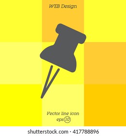 Web line icon. Drawing pin