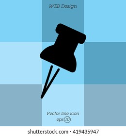 Web line icon. Drawing pin