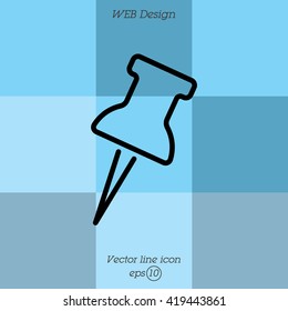 Web line icon. Drawing pin