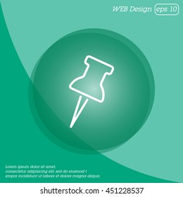 Web line icon. Drawing pin