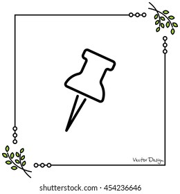 Web line icon. Drawing pin