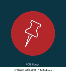 Web line icon. Drawing pin