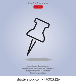 Web line icon. Drawing pin