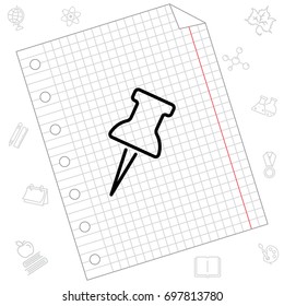 Web line icon. Drawing pin
