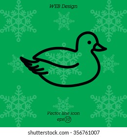Web line icon. Duck