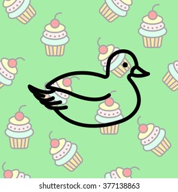 Web line icon. Duck