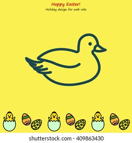 Web line icon. Duck