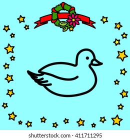 Web line icon. Duck