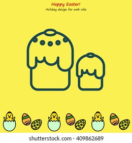 Web line icon. Easter cakes