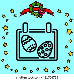 Web line icon. Easter calendar