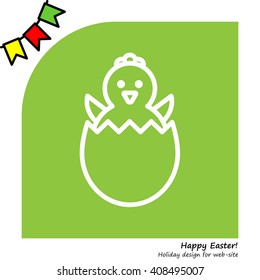 Web line icon. Easter chicken