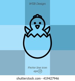 Web line icon. Easter chicken
