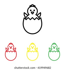 Web line icon. Easter chicken