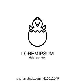 Web line icon. Easter chicken