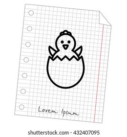 Web line icon. Easter chicken