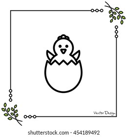 Web line icon. Easter chicken