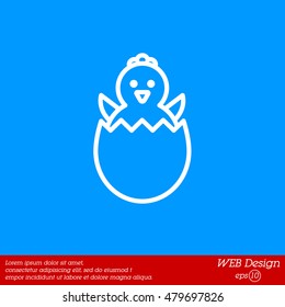 Web line icon. Easter chicken