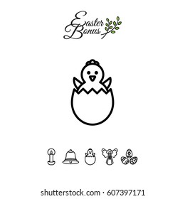 Web line icon. Easter chicken