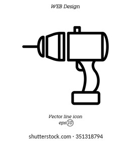 Web line icon. Electric screwdriver