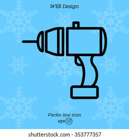 Web line icon. Electric screwdriver