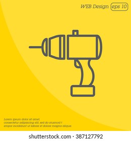 Web line icon. Electric screwdriver