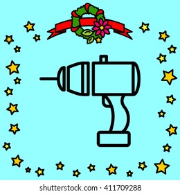 Web line icon. Electric screwdriver
