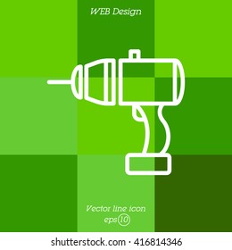 Web line icon. Electric screwdriver