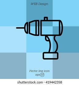 Web line icon. Electric screwdriver