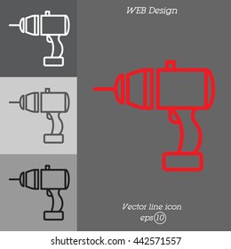 Web line icon. Electric screwdriver