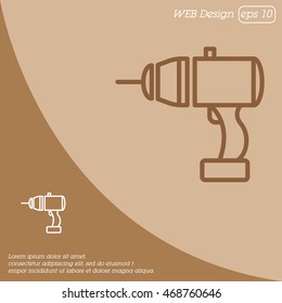 Web line icon. Electric screwdriver