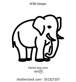 Web line icon. Elephant; wild animals