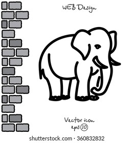 Web line icon. Elephant; wild animals