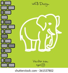 Web line icon. Elephant; wild animals